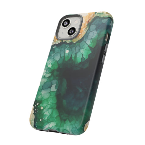 Green Geode in Watercolor - Impact Resistant Phone Case